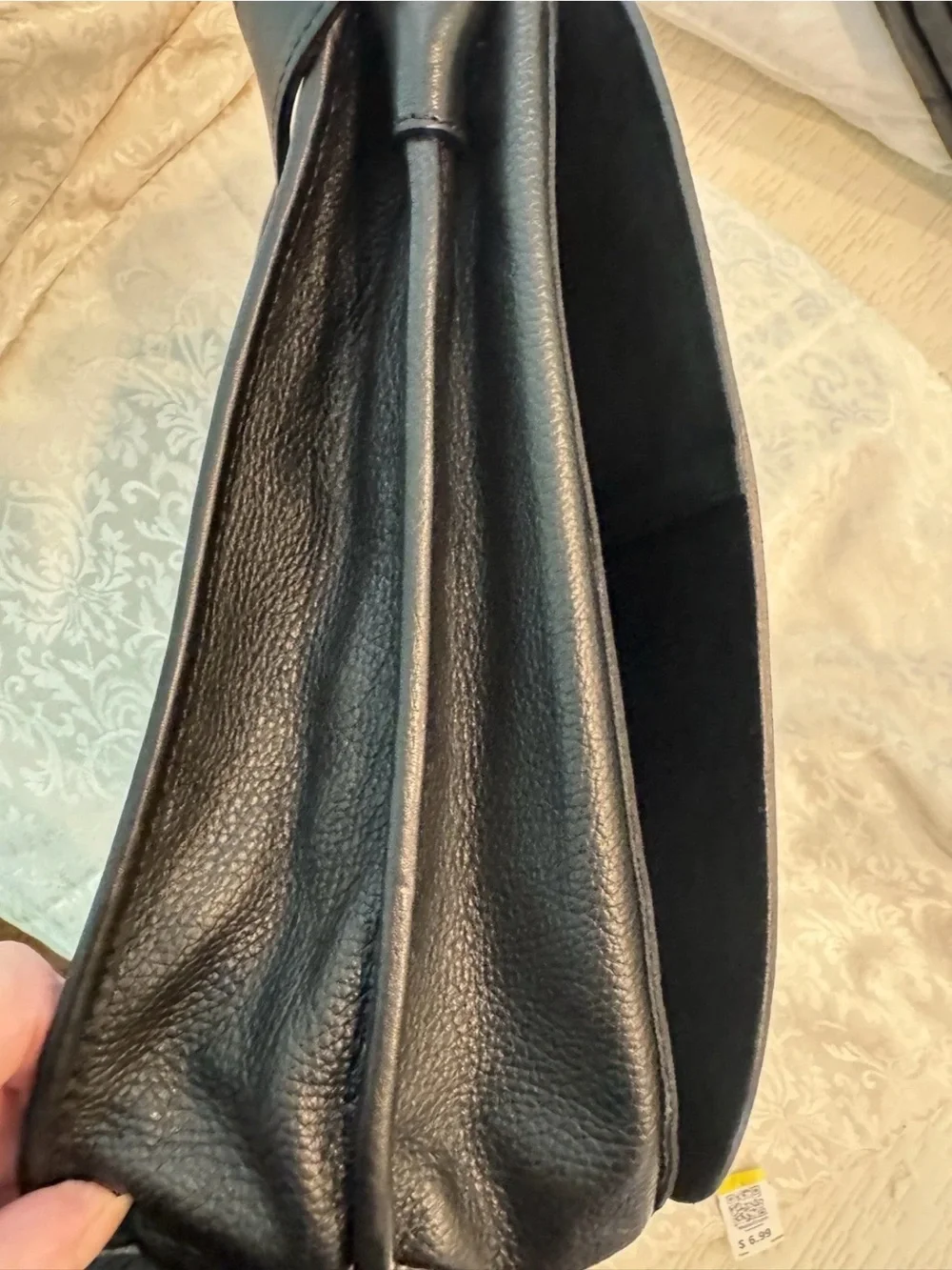 Valentina Black Pebbled Leather Messenger Bag with Adjustable Strap